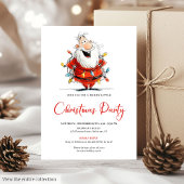 Invitation Watercolor Quirky Santa Festive Christmas Invite