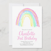 Invitation Watercolor Rainbow fête d'anniversaire (Devant)