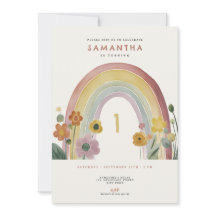 Watercolor Rainbow Flowers 1st Birthday Party