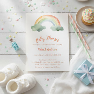 Invitation Watercolor Rainbow Gender Neutral Baby Shower