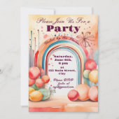 Invitation Watercolor Rainbow Party (Devant)