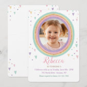 Invitation Watercolor Rainbow Photo Anniversaire (Devant / Derrière)