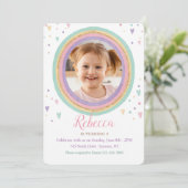 Invitation Watercolor Rainbow Photo Anniversaire (Debout devant)