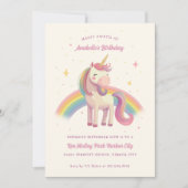 Invitation Watercolor Rainbow Unicorn fête d'anniversaire (Devant)