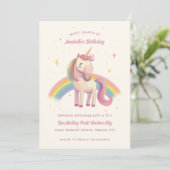 Invitation Watercolor Rainbow Unicorn fête d'anniversaire (Debout devant)