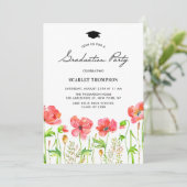 Invitation Watercolor Red Poppies Garden Graduation Party (Debout devant)