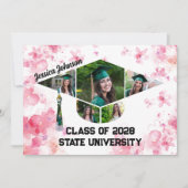 Invitation Watercolor Rose Floral Graduation (Devant)