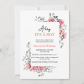 Invitation Watercolor Roses & Eucalyptus Baby Shower (Devant)