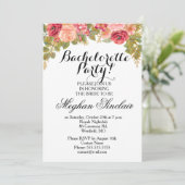 Invitation Watercolor Roses & Parties scintillant Bachelorett (Debout devant)