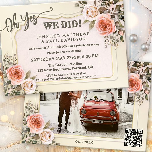 Invitation Watercolor Roses Photo After Wedding