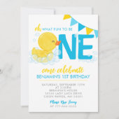 Invitation Watercolor Rubber Duck 1ère fête d'anniversaire (Devant)