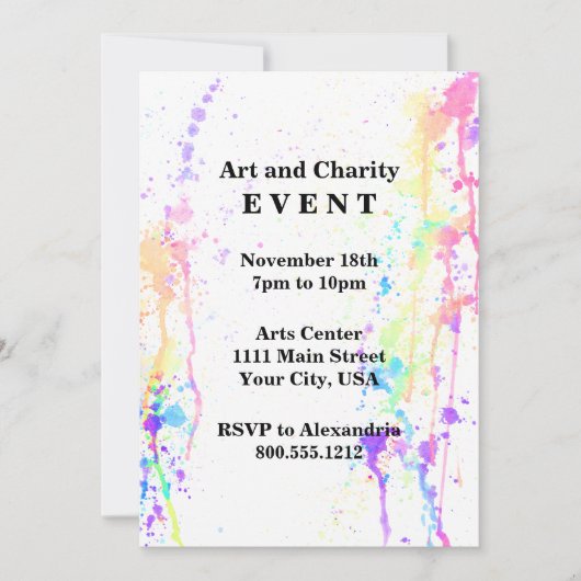 Invitation Watercolor Run Artistic Custom Event (Devant)