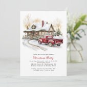 Invitation Watercolor Rustic Country Christmas Party (Debout devant)