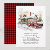 Invitation Watercolor Rustic Country Christmas Party (Devant / Derrière)
