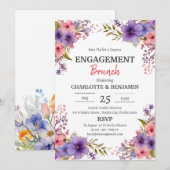 Invitation Watercolor Rustic Floral Fiançailles Brunch Party (Devant / Derrière)