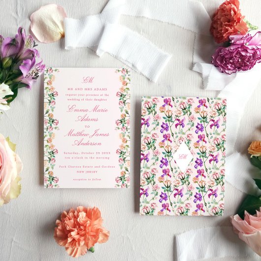 Invitation Watercolor Rustic Garden Boho Chic Wedding