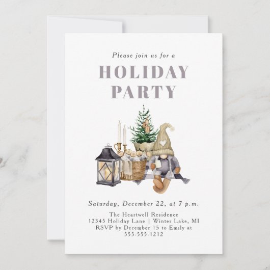 Invitation Watercolor Rustic Gnome Fête (Devant)