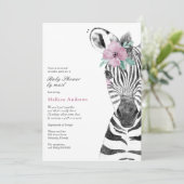 Invitation Watercolor Safari Zebra Baby shower par la poste (Debout devant)