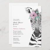 Invitation Watercolor Safari Zebra Baby shower par la poste (Devant / Derrière)