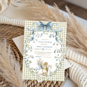 Invitation Watercolor Sage Gingham Squirrel Baby Shower