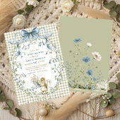 Invitation Watercolor Sage Gingham Squirrel Baby Shower