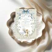 Invitation Watercolor Sage Gingham Squirrel Baby Shower