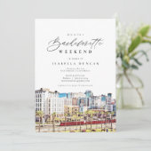 Invitation Watercolor San Diego California Skyline Beach (Debout devant)