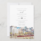 Invitation Watercolor San Diego California Skyline Wedding (Devant)