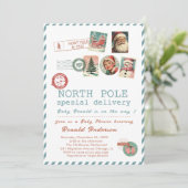 Invitation Watercolor Santa BabyNorth pole Baby Shower mom-to (Debout devant)