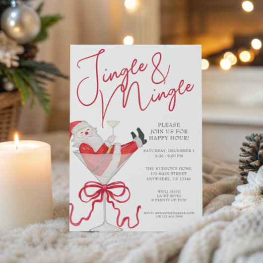 Invitation Watercolor Santa Christmas Cocktail Party