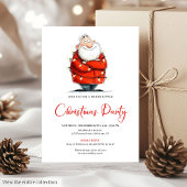 Invitation Watercolor Santa Funny Editable Christmas Party