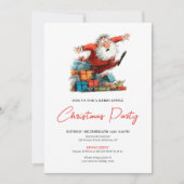 Invitation Watercolor Santa Quirky Funny Holiday Party Invite (Devant)