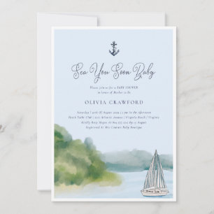 Invitation Watercolor Sea You Bientôt Baby Baby shower