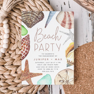 Invitation Watercolor Seashell Beach