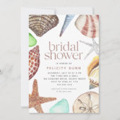 Invitation Watercolor Seashell Beach Fête des mariées (Devant)