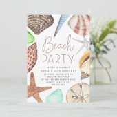 Invitation Watercolor Seashell Toute occasion Beach Party (Debout devant)