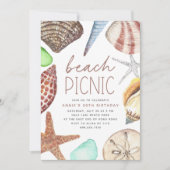 Invitation Watercolor Seashell Toute Occasion Plage Pique-niq (Devant)