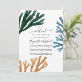 Invitation Watercolor Seaweed Beach Mariage virtuel en ligne (Debout devant)