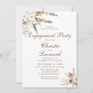 Invitation Watercolor Simple Elegant Boho Engagement Party