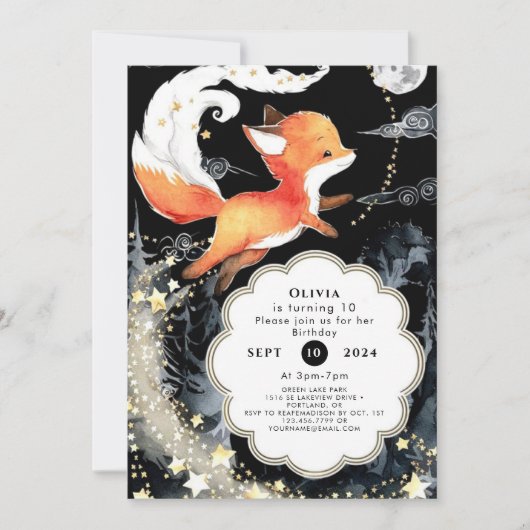 Invitation Watercolor Simple Fox Anniversaire (Devant)
