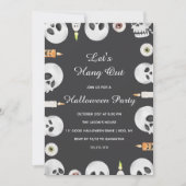 Invitation Watercolor Skull Let's Hang Out Halloween Party (Devant)