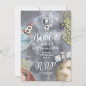 Invitation Watercolor Space Galaxy Astronaut fête d'anniversa (Devant)