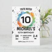 Invitation Watercolor Splash Boy 10th Birthday (Debout devant)