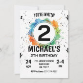 Invitation Watercolor Splash Boy 2th Birthday (Devant)