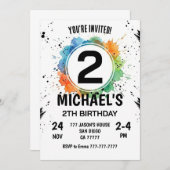Invitation Watercolor Splash Boy 2th Birthday (Devant / Derrière)