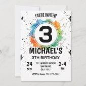 Invitation Watercolor Splash Boy 3th Birthday (Devant)