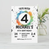 Invitation Watercolor Splash Boy 4th Birthday (Debout devant)