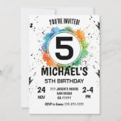 Invitation Watercolor Splash Boy 5th Birthday (Devant)