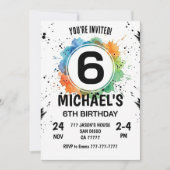 Invitation Watercolor Splash Boy 6th Birthday (Devant)