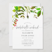 Invitation Watercolor Spring Foliing Bachelorette Week-end (Devant)